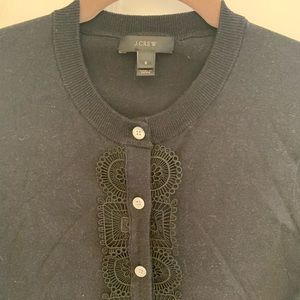 SUPER FUN J Crew Black Cardigan with Lace Detail Sz Small
